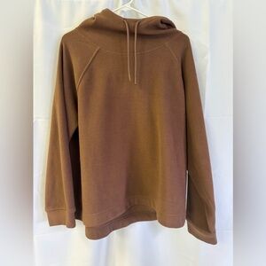 Brown fleece hoodie  “ Get over‎ it” (L)